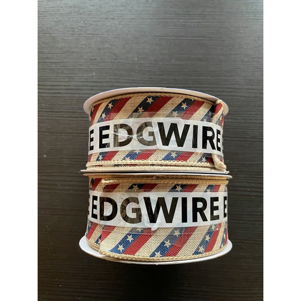 Two Spools Place & Time Patriotic Ribbon Tan, Red & Blue for 4th of July Decor